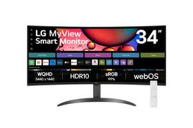 Monitor LG MyView Smart 34SR60QC-B Tela curva 34" QuadHD 2K 21:9, WebOS, Air Play, Screen Share, Bluetooth, ThinQ Home