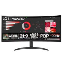 Monitor LG UltraWide Curvo 34" WQHD 3440 x 1440 VA 21:9 sRGB 99% HDR10 PBP 100Hz AMD FreeSync - 34WR50QC-B