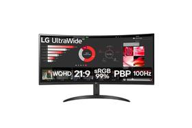 Monitor LG UltraWide Curvo Tela VA de 34”, WQHD 3440 x 1440, 21:9, sRGB 99%, HDR10, PBP, 100Hz, AMD FreeSync 34WR50QC-B