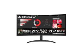 Monitor LG UltraWide Curvo Tela VA de 34”, WQHD 3440 x 1440, 21:9, sRGB 99%, HDR10, PBP, 100Hz, AMD FreeSync - 34WR50QC-B