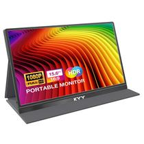 Monitor portátil KYY 15,6" FHD 1080P USB C HDMI com capa inteligente