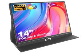 Monitor portátil KYY FHD 1080P de 14 polegadas para laptop e jogos