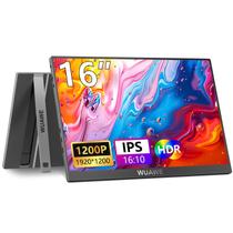 Monitor portátil WUAWE IPS 1920x1200P de 16 polegadas com suporte preto