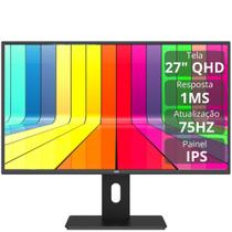 Monitor Profissional 27" QHD, 2K, 1ms, 75Hz, IPS, AMD FreeSync, HDMI, DP, Ajuste de altura e rotação, HQ Premium GP27I175P