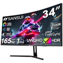 Monitor SANSUI Curvo Gaming UWQHD de 34 polegadas 3440 x 1440 165 Hz