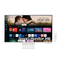 Monitor Smart Samsung 32", UHD, Plataforma Tizen, Tap View, USB-C, USB HUB, HDMI, Bluetooth, Alexa, Série M8, Branco - LS32DM801ULXZD