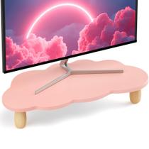 Monitor Stand Riser AFOOYO em forma de nuvem, madeira rosa