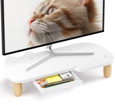 Monitor Stand Riser AFOOYO, madeira branca em forma de gato, 44 libras