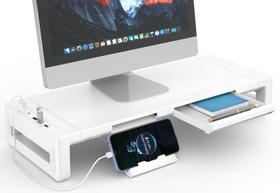 Monitor Stand Riser AQQEF dobrável com USB 3.0 e carregador