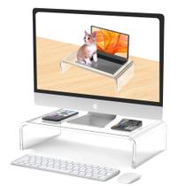 Monitor Stand Riser Beimu Acrílico para mesa, branco transparente