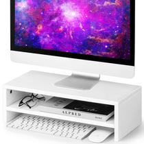 Monitor Stand Riser BEYGORM White Wood 2 camadas com armazenamento Monitor Stand Riser BEYGORM White Wood 2 camadas com armazenamento
