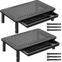 Monitor Stand Riser BONTEC, pacote com 2 gavetas, ajuste de altura.
