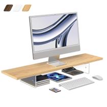 Monitor Stand Riser LA QUEENIE em madeira e acrílico com luz LED