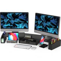 Monitor Stand Riser Simple Houseware Dual com gaveta preta