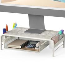 Monitor Stand Riser Simple Houseware Metal com gaveta branca