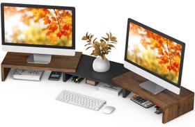 Monitor Stand Riser TAVR Dual para 2 monitores marrom rústico