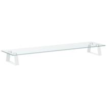Monitor Stand Riser vidaXL Branco de Vidro Temperado e Metal