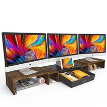 Monitor Stand Riser WESTREE Triple Dual com gaveta, 2-3 monitores