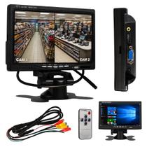 Monitor TFT LCD 7 HDMI VGA AV 12V com Controle Remoto para CFTV DVR Câmera de Ré e Uso Automotivo