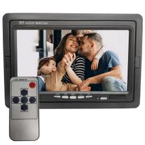 Monitor Veicular TFT LCD 7” Alta Resolução com Controle Remoto e 2 Entradas AV para Câmera de Ré
