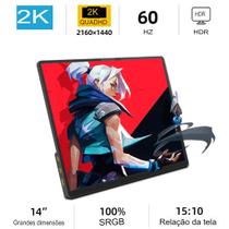 Monitor ZSUS Portátil, 14" Polegadas,5 interruptor, 2160x1440, 60Hz Monitor ZSUS Portátil, 14" Polegadas,5 interruptor, 2160x1440, 60Hz