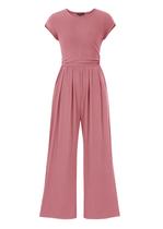 Mono Enterizo PRETTYGARDEN Rosa Empolvado Pierna Ancha XXL