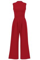 Mono sin mangas con cuello simulando de color rojo PRETTYGARDEN Talla L