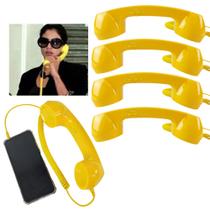 Monofone Pop Phone Microfone Audio Kit 5 Uni Amarelo Telefone Celular Atende Chamadas Ligaçoes Telefonema P2 Smartphone - LEVA PRA CASA