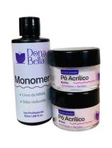 Monomer Líquido Acrílico 50ml e Pó Para Unha Acrílica Porcelana 60g