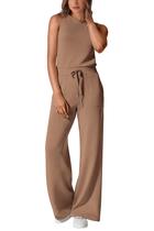 Monos PRETTYGARDEN para Mujer, sin mangas, color kaki, pierna ancha, talla pequeña Monos PRETTYGARDEN para Mujer, sin mangas, color kaki, pierna ancha, talla pequeña