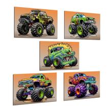 Monster Truck Kit 5 Quadros Decorativos De Parede 13X18Cm