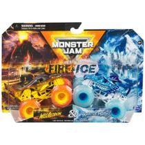 Monster Truck Monster Jam 2024 Fire & Ice fundido, pacote com 2 Monster Truck Monster Jam 2024 Fire & Ice fundido, pacote com 2
