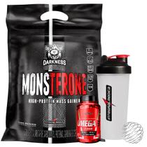 Monsterone - Hipercalórico - 3kg - Refil - Darkness + Ômega 3 - 60 Cáps - IM + Coqueteleira IM