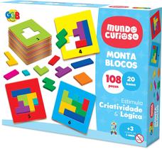 Monta Blocos 108 Peças GGB Brinquedo Educativo Criativo com 20 Bases para Construção Infantil Monta Blocos 108 Peças GGB Brinquedo Educativo Criativo com 20 Bases para Construção Infantil