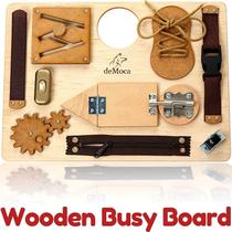 Montessori Busy Board for Toddlers - Brinquedos Sensoriais de Madeira para Crianças - Brinquedo de Viagem com Atividades Educacionais e Brinquedo de Atividade de Habilidades Motoras Finas para Meninos e Meninas de 2 3 Anos - deMoca