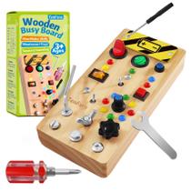 Montessori Busy Board TenFans Wooden com LED de mais de 3 anos Montessori Busy Board TenFans Wooden com LED de mais de 3 anos