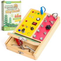 Montessori Busy Board Tilhumt 2 em 1 com chave de fenda e luz