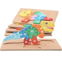 MONTESSORI MAMA Quebra-cabeças para crianças de 3 a 5 anos Quebra-cabeça de dinossauro 5-Pack Brinquedos Montessori para crianças de 3 anos Brinquedos para crianças Idade 2-4 Presentes para meninos de 3 anos de idade Quebra-cabeças de madeira