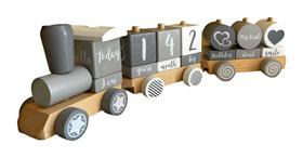Monthly Milestone Blocks KOALA SMART Trem de madeira com 3 cabines