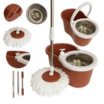 Mop 14 Litros Giratório 360º com Dispenser Cabo 1,60m para Limpeza Pesada Centrífuga Inox Balde com Rodinhas