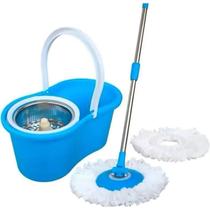 Mop 360 Giratorio Cabo Inox E Esfregão Com Balde 8 Litros