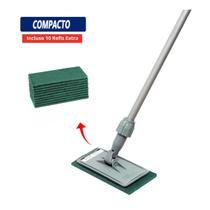 Mop Abrasivo Compacto Superpro Com Cabo + 10 Refis Verde