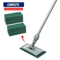 Mop Abrasivo Compacto Superpro Com Cabo + 20 Refis Verde