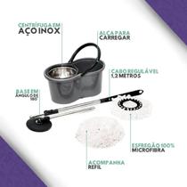 Mop com Centrífuga, Cabo de Aço Inox - Limpeza rápida