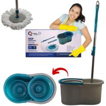 Mop De Cozinha Redondo Rodo Esfregão Microfibra Limpa Chão Com Balde Giratório Cesto Mágico 360 com Alça Para Limpeza de Casa BanheiroCorSortida