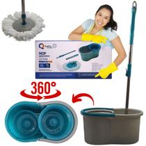 Mop De Cozinha Redondo Rodo Esfregão Microfibra Limpa Chão Com Balde Giratório Cesto Mágico 360 com Alça Para Limpeza de Casa BanheiroCorSortida