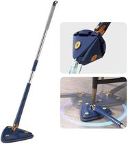 Mop de limpeza ajustável giratório 360 triangular 51" mop de microfibra de cabo longo C/ 2 panos Microfibra Mop de limpeza ajustável giratório 360 triangular 51" mop de microfibra de cabo longo C/ 2 panos Microfibra