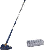 Mop de limpeza triangular Limpador de parede triângulo flexível com alça longa Mop de pó de microfibra C/ 2 Refil