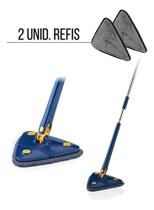 Mop De Limpeza Triângulo Ajustável Giratório 360 Esfregão Cor Azul