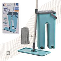 Mop E Balde Lava E Seca Rodo Flat Profissional Com Tecido de Microfibra Absorvente Com 2 Refil